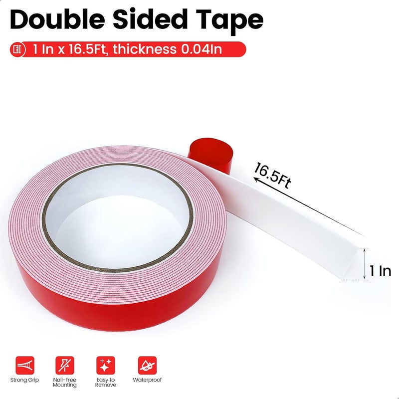 MOJOTORY Double Sided Foam Tape, Super Strong Holds Firmly, Shock Absorption, Easy Peel Red Liner, No Residue Mounting Tape for Lightweight DIY, Pictures & Home Decor (1 in x 16.5 Ft) - Image 2